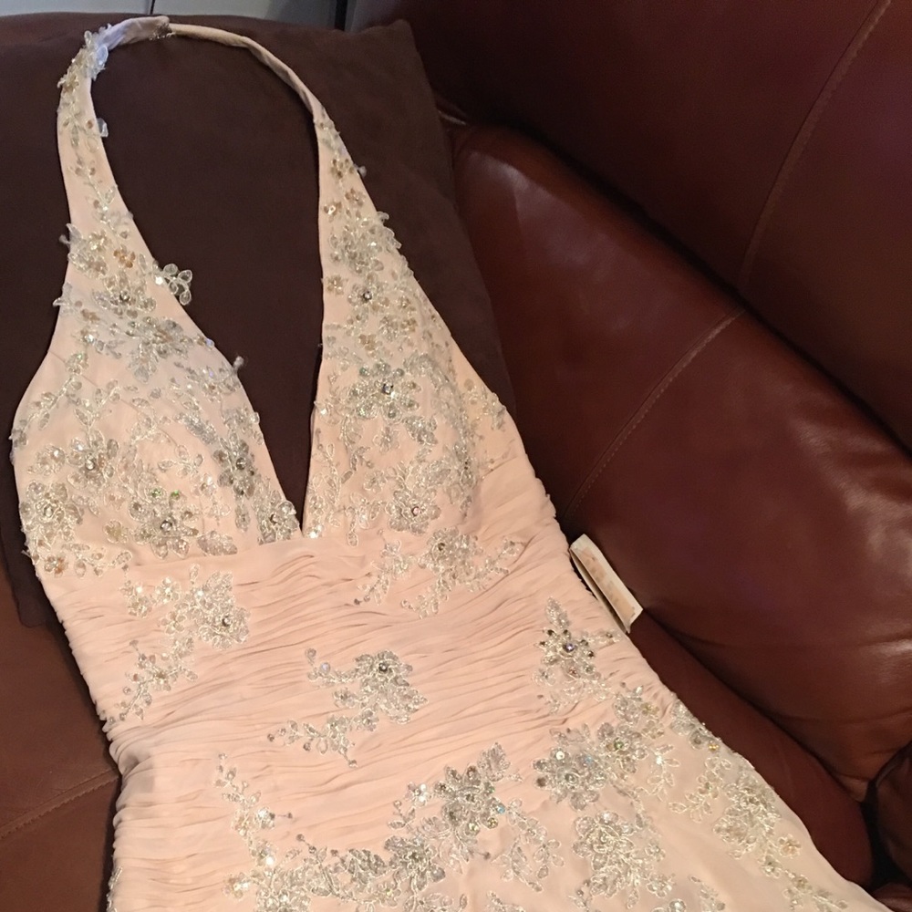 Gown - A- Line.. V-Neck Gown With Beading Sequins